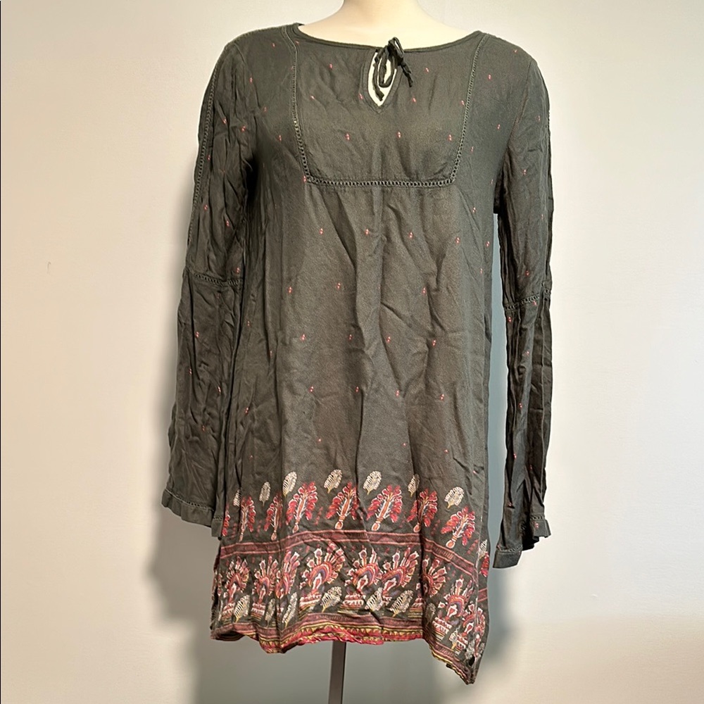 Roxy Green Embellished Long Sleeve Tunic / Dress